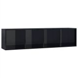 Mueble para libros / mueble para TV Negro alto brillo 143x30x36 cm