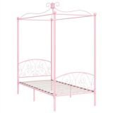Estructura de cama con dosel de metal rosa 100×200 cm