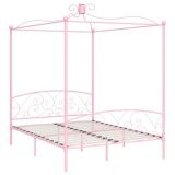 Estructura de cama con dosel de metal rosa 180×200 cm