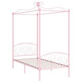 Estructura de cama con dosel de metal rosa 90×200 cm