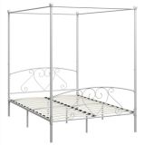Estructura de cama con dosel de metal blanco 160×200 cm