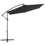 Paraguas voladizo con poste de aluminio 300 cm negro