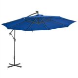 Paraguas voladizo con poste de aluminio 350 cm azul