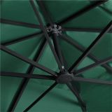 Paraguas voladizo con luces LED y poste de aluminio 400×300 cm Verde