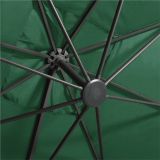 Paraguas voladizo con poste y luces LED Verde 300 cm