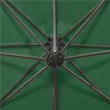 Paraguas voladizo con poste y luces LED Verde 300 cm