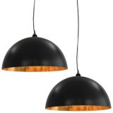 Lámparas de techo 2 uds.Negro y dorado semiesférico 50 cm E27