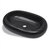Lavabo de baño de cerámica ovalado negro