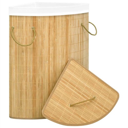 Cesto de ropa de esquina de bambú 60 L