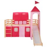 Estructura de cama alta para niños con tobogán y escalera Madera de pino 208x230cm