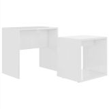 Juego de mesa de centro de aglomerado blanco alto brillo 48x30x45 cm