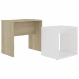 Conjunto de mesa de centro blanco y roble Sonoma 48x30x45 cm aglomerado