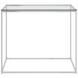 Mesa de centro plateada 50x50x43 cm acero inoxidable y vidrio