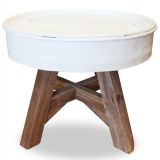 Mesa de centro de madera maciza reciclada 60×45 cm blanco