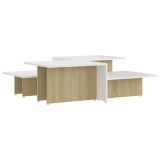 Mesas de centro 2 piezas Roble Sonoma y aglomerado blanco 111,5x50x33 cm