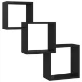 Estantes de pared Cube de aglomerado negro brillo 84,5x15x27 cm