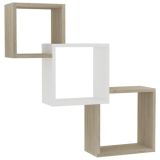Estantes de pared Cube Blanco y Roble Sonoma 84,5x15x27 cm Tablero aglomerado