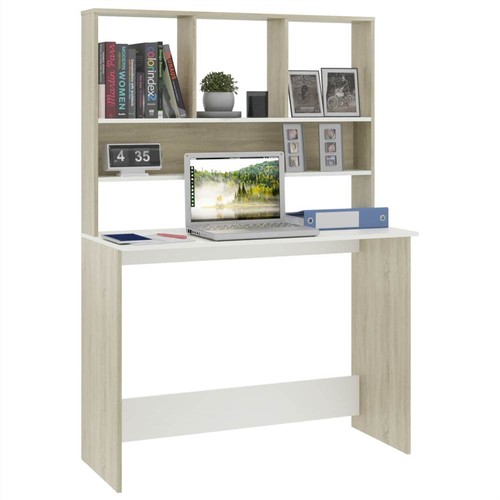 Desk-with-Shelves-White-and-Sonoma-Oak-110x45x157-cm-Chipboard-435820-2._w500_