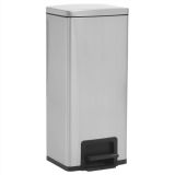 Cubo de basura con Pedal Antihuellas 30L Plata Acero Inoxidable