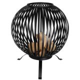 Esschert Design Fire Pit Ball Stripes Acero al carbono negro FF400