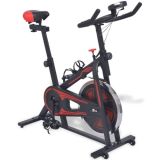 Bicicleta de ejercicio con sensores de pulso negro y rojo