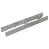 Anclajes de valla 2 piezas Plata 9x6x60 cm Acero galvanizado