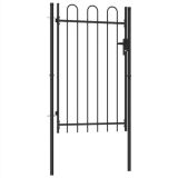 Puerta para valla Puerta simple con parte superior arqueada Acero 1×1,5 m Negro