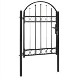 Puerta de valla con tapa arqueada acero 100×125 cm negro