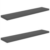 Estantes de pared flotantes 2 piezas gris alto brillo 120×23,5×3,8 cm MDF