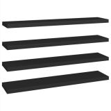 Estantes flotantes de pared 4 piezas Negro 120×23.5×3.8 cm MDF