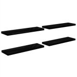 Estantes Flotantes de Pared 4 piezas Negro Alto Brillo 120×23.5×3.8 cm MDF