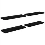 Estantes de pared flotantes 4 piezas MDF de alto brillo negro 80×23,5×3,8 cm