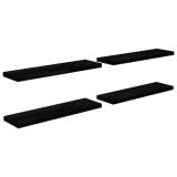 Estantes de pared flotantes 4 piezas MDF de alto brillo negro 90×23,5×3,8 cm