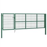 Puerta para valla de jardín con postes 350×100 cm Acero Verde