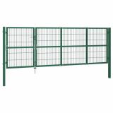 Puerta para valla de jardín con postes 350×120 cm Acero Verde