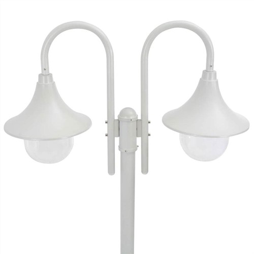 Garden-Post-Light-E27-220-cm-Aluminium-2-Lantern-White-457308-1._w500_