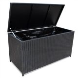 Caja de almacenamiento de jardín negra 150x50x60 cm poli ratán