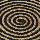 Alfombra hecha a mano de yute con diseño de espiral Negro 150 cm