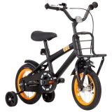 Bicicleta para niños con portaequipajes delantero 12 pulgadas Negro y Naranja