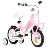 Bicicleta para niños con portaequipajes delantero 12 pulgadas Blanco y Rosa