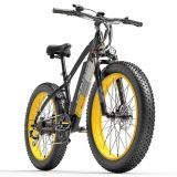 LANKELEISI XC4000 Bicicleta eléctrica 48V 1000W Motor 17.5Ah Batería 26 * 4.0 Neumático gordo – Amarillo