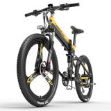 LANKELEISI XT750 Versión deportiva Bicicleta eléctrica 500W Motor 14.5Ah Batería 26 * 1.95 '' Neumático Kenda – Amarillo