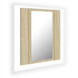 Mueble de baño con espejo LED Sonoma Oak 40x12x45 cm