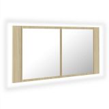 Mueble de baño con espejo LED Sonoma Oak 90x12x45 cm