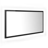 Espejo de baño LED de aglomerado negro de alto brillo 90×8,5×37 cm