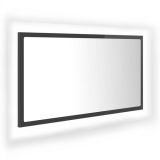 Espejo de baño LED gris alto brillo 80×8,5×37 cm aglomerado