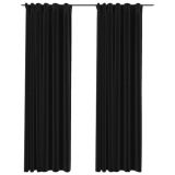 Cortinas opacas efecto lino con ganchos 2 piezas Antracita 140×225 cm