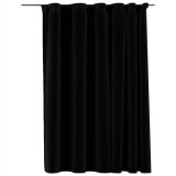 Cortinas opacas efecto lino con ganchos Negro 290×245 cm
