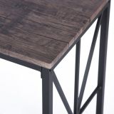 NAVIN-LMKZ Mesa de madera Estilo industrial simple Estructura de acero Material de roble para pasillo Dormitorio Baño – Marrón oscuro