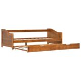 Sofá cama extraíble estructura madera de pino marrón miel 90×200 cm